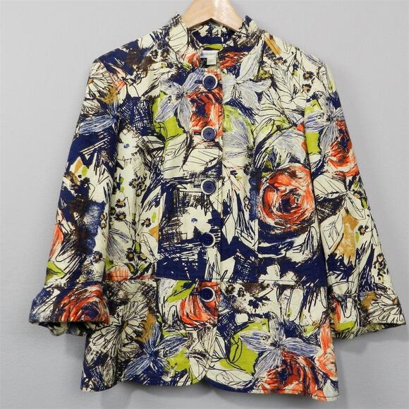 Coldwater Creek Women's Floral Jacket Size 10‎ Multicolor 3/4 Sleeve - Picture 1 of 11